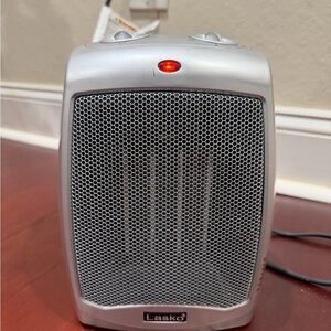Lasko 9" 1500W Electric Ceramic Space Heater with Adjustable Thermostat, Silver